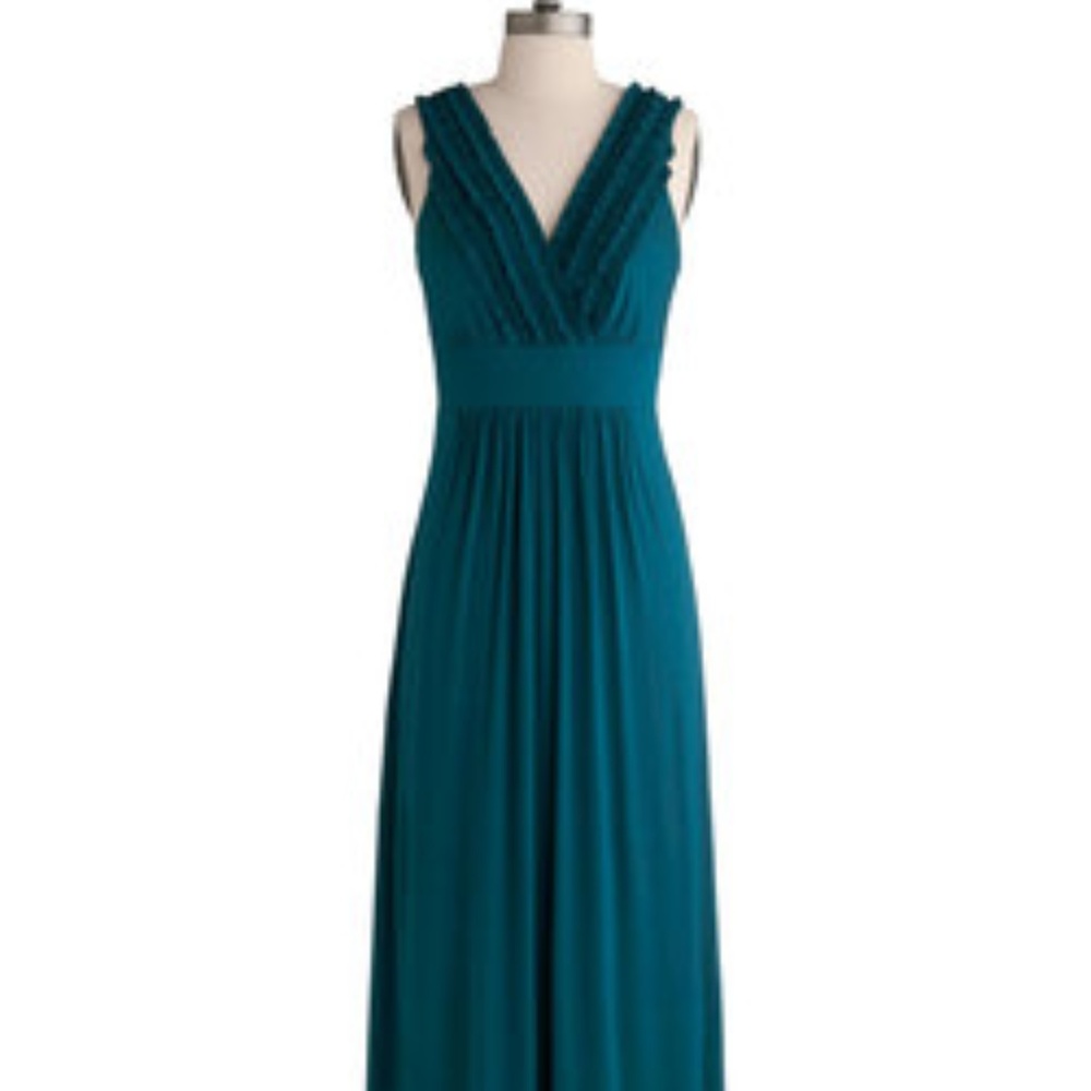 ✨ 2x HP✨ Modcloth Gilli Teal Ruffle Maxi Dress
